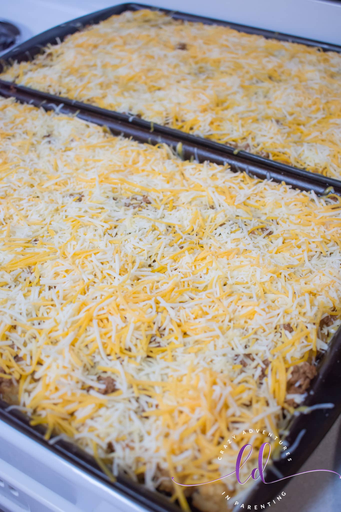 Cover with Shredded Cheese to Make Beef Totchos Tater Tot Nachos